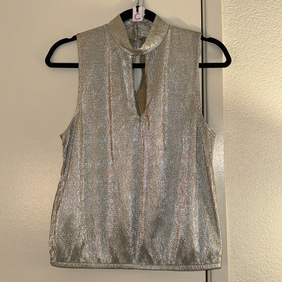 New Express Metallic Banded Hem Choker Tank Top - Picture 2 of 15